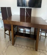 طاولة طعام / سفرة خشبية مع 6 كراسي