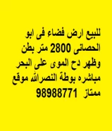 للبيع ارض فضاء فى ابو الحصانى 2800 متر بطن وظهر دح الموى على البحر مباشره بوطة النصرالله موقع ممتاز  98988771