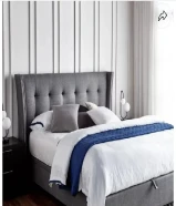 Luxury Ottoman Storage Bed with Lights Queen Size