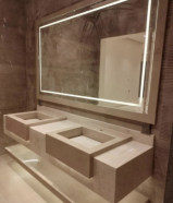 Marble guest sinks and reception for communication