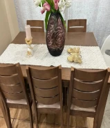 فرصة طاولة طعام صفاة هوم بحالة جيدة جدا وعدد 6 كراسي