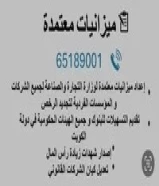الميزانيات معتمده خاص في وزارة التجاره وزيادة راس مال الشركات اقل سعر وخدمات ممتازه ومعتمدين لوزارة65189001