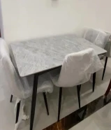 Grey Italian Marble Top Table with 4 Cushion Comfortable chairs