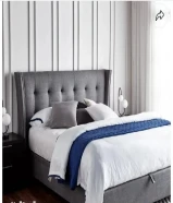 Luxury Ottoman Storage Bed with Lights Queen Size