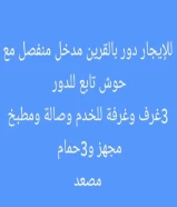 دور مدخل مستقل ومصعد وحوش