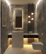 Marble guest sinks and reception for communication