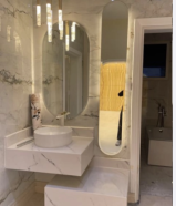 Marble guest sinks and reception for communication