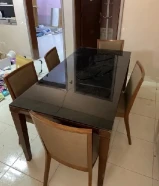 WDطاولة طعام لوح زجاج سميك طاوله مع عدد 6 كرسي ...