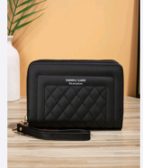 Geometric pattern tassel long wallet for women