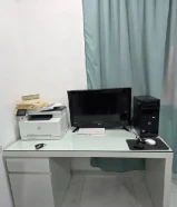 Computer Desk for sale white color with cabinet and drawer