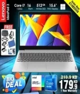 Lenovo Core i7 12th Gen 16GB Ram 512GB NVMe SSD 15.6inch Full HDDelivery